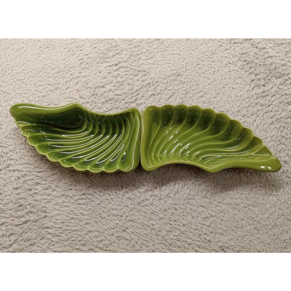 2 Vintage Maddux of California Pottery Green Dishes 3066